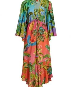 Farm Rio Ombré Forest Ruffle Tunic Midi-Dress