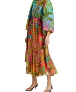Farm Rio Ombré Forest Ruffle Tunic Midi-Dress -Farm Rio And Pom Pom at Home Sales unnamed file 1040