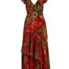 Farm Rio Red Forest Birds Belted Midi-Dress 2 Farm Rio Red Forest Birds Belted Midi-Dress -Farm Rio And Pom Pom at Home Sales unnamed file 1075