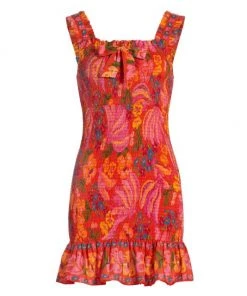 Farm Rio Red Spring Bananas Mini Dress
