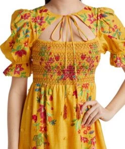 Farm Rio Flower Dream Floral Smocked Puff-Sleeve Maxi Dress -Farm Rio And Pom Pom at Home Sales unnamed file 115