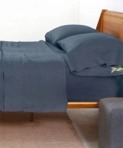 Pom Pom At Home Linen 4-Piece Sheeting Set Navy