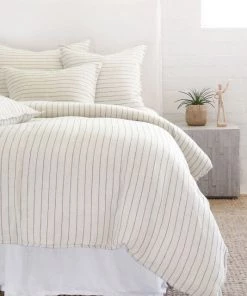 Pom Pom At Home Blake Linen Striped Duvet Cream Gray