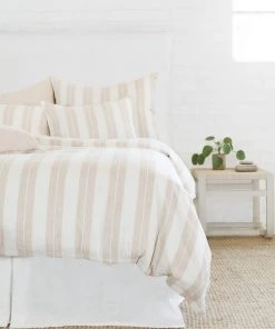 Pom Pom At Home Carter Striped Linen-Blend Duvet Ivory Amber