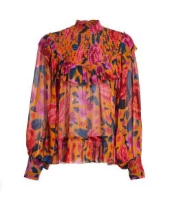 Farm Rio Floral Dream Smocked Blouse