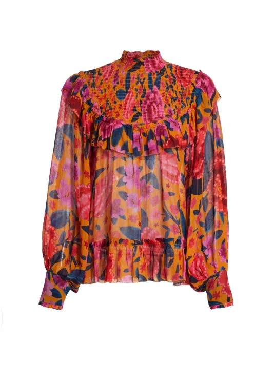 Farm Rio Floral Dream Smocked Blouse 3 Farm Rio Floral Dream Smocked Blouse