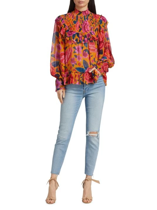 Farm Rio Floral Dream Smocked Blouse 4 Farm Rio Floral Dream Smocked Blouse - Image 2