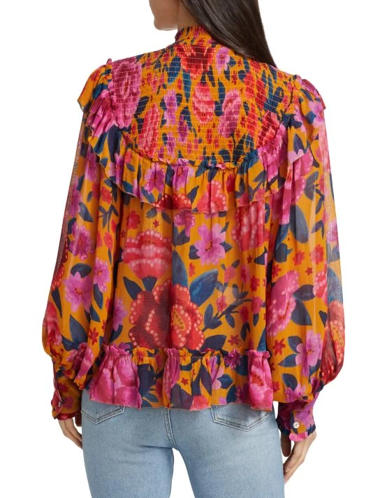 Farm Rio Floral Dream Smocked Blouse 7 Farm Rio Floral Dream Smocked Blouse - Image 5