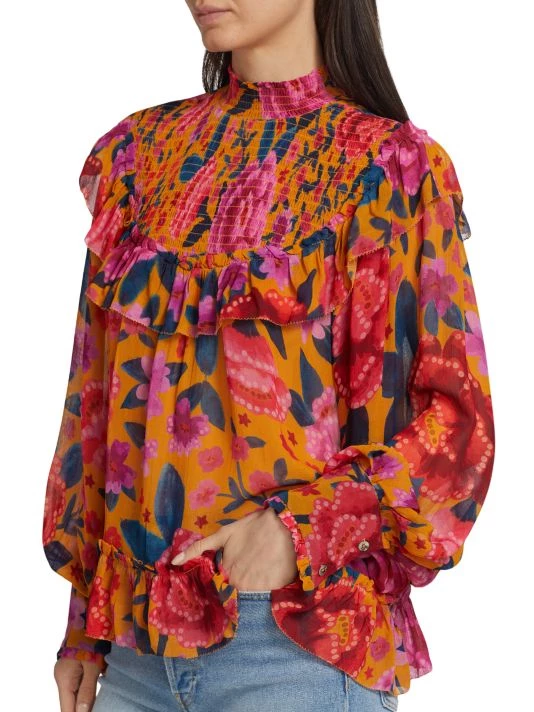 Farm Rio Floral Dream Smocked Blouse 8 Farm Rio Floral Dream Smocked Blouse - Image 6