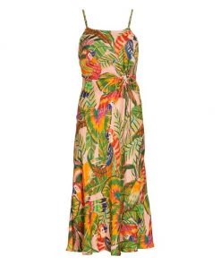 Farm Rio Macaw Leaves Midi Dress