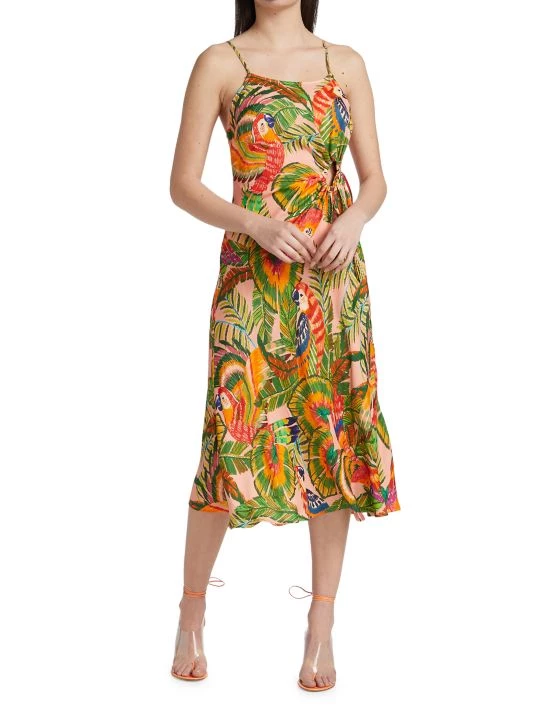 Farm Rio Macaw Leaves Midi Dress 4 Farm Rio Macaw Leaves Midi Dress - Image 2