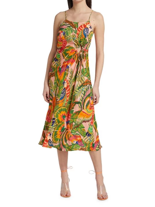 Farm Rio Macaw Leaves Midi Dress 5 Farm Rio Macaw Leaves Midi Dress - Image 3