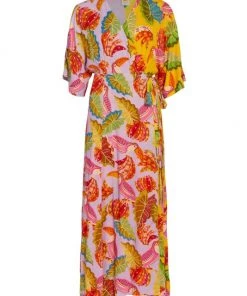 Farm Rio Mixed Beaks & Bananas Maxi Wrap Dress