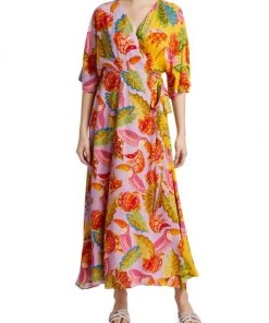 Farm Rio Mixed Beaks & Bananas Maxi Wrap Dress -Farm Rio And Pom Pom at Home Sales unnamed file 204
