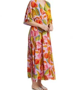 Farm Rio Mixed Beaks & Bananas Maxi Wrap Dress -Farm Rio And Pom Pom at Home Sales unnamed file 205
