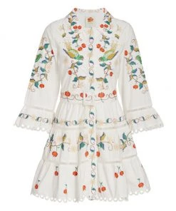 Farm Rio Pitanga Embroidered Belted Minidress