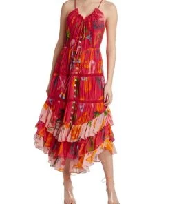 Farm Rio Mixed Fruits Ocean Tiered Midi-Dress -Farm Rio And Pom Pom at Home Sales unnamed file 233