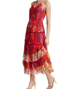Farm Rio Mixed Fruits Ocean Tiered Midi-Dress -Farm Rio And Pom Pom at Home Sales unnamed file 234