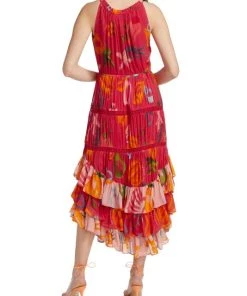 Farm Rio Mixed Fruits Ocean Tiered Midi-Dress -Farm Rio And Pom Pom at Home Sales unnamed file 235