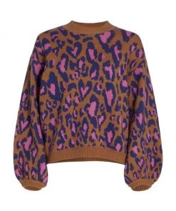 Farm Rio Leopard Pop Caramel Sweater