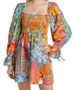 Farm Rio Summer Tapestry Smocked Minidress -Farm Rio And Pom Pom at Home Sales unnamed file 252