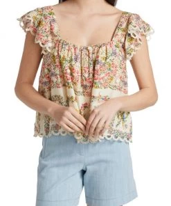 Farm Rio Delicate Forest Scarves Squareneck Embroidered Blouse 11 Farm Rio Delicate Forest Scarves Squareneck Embroidered Blouse -Farm Rio And Pom Pom at Home Sales unnamed file 273
