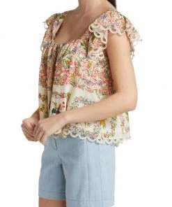 Farm Rio Delicate Forest Scarves Squareneck Embroidered Blouse 12 Farm Rio Delicate Forest Scarves Squareneck Embroidered Blouse -Farm Rio And Pom Pom at Home Sales unnamed file 274