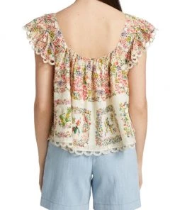 Farm Rio Delicate Forest Scarves Squareneck Embroidered Blouse 13 Farm Rio Delicate Forest Scarves Squareneck Embroidered Blouse -Farm Rio And Pom Pom at Home Sales unnamed file 275