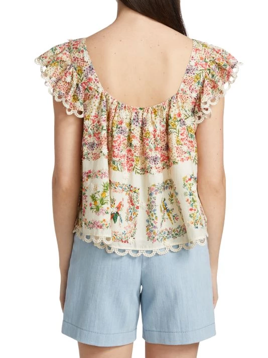 Farm Rio Delicate Forest Scarves Squareneck Embroidered Blouse 7 Farm Rio Delicate Forest Scarves Squareneck Embroidered Blouse - Image 5