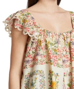 Farm Rio Delicate Forest Scarves Squareneck Embroidered Blouse 14 Farm Rio Delicate Forest Scarves Squareneck Embroidered Blouse -Farm Rio And Pom Pom at Home Sales unnamed file 276