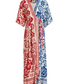 Farm Rio Pineapple Garden Two-Toned Wrap Dress