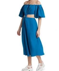 Farm Rio Knotted Cut-Out Linen-Blend Midi-Dress -Farm Rio And Pom Pom at Home Sales unnamed file 295