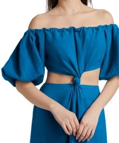 Farm Rio Knotted Cut-Out Linen-Blend Midi-Dress -Farm Rio And Pom Pom at Home Sales unnamed file 297