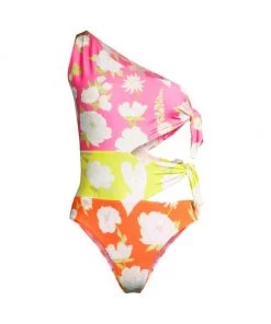 Farm Rio Neon Garden Cut-Out One-Piece Swimsuit