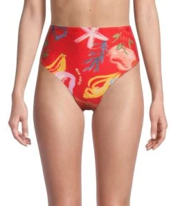 Farm Rio Mixed Fruits Ocean High-Waisted Bikini Bottom -Farm Rio And Pom Pom at Home Sales unnamed file 321