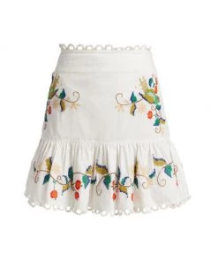 Farm Rio Pitanga Embroidery Mini Skirt