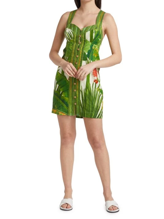 Farm Rio Fresh Forest Scarf Sweetheart-Neck Minidress 4 Farm Rio Fresh Forest Scarf Sweetheart-Neck Minidress - Image 2