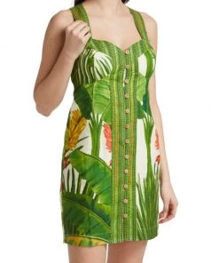 Farm Rio Fresh Forest Scarf Sweetheart-Neck Minidress 11 Farm Rio Fresh Forest Scarf Sweetheart-Neck Minidress -Farm Rio And Pom Pom at Home Sales unnamed file 386