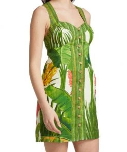 Farm Rio Fresh Forest Scarf Sweetheart-Neck Minidress 12 Farm Rio Fresh Forest Scarf Sweetheart-Neck Minidress -Farm Rio And Pom Pom at Home Sales unnamed file 387