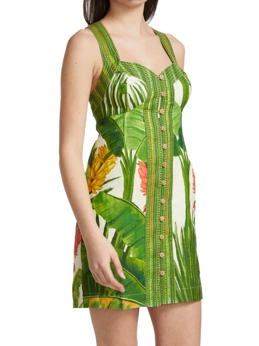 Farm Rio Fresh Forest Scarf Sweetheart-Neck Minidress 6 Farm Rio Fresh Forest Scarf Sweetheart-Neck Minidress - Image 4