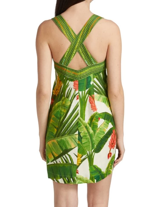 Farm Rio Fresh Forest Scarf Sweetheart-Neck Minidress 7 Farm Rio Fresh Forest Scarf Sweetheart-Neck Minidress - Image 5