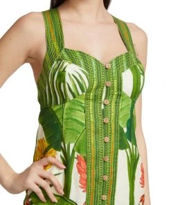 Farm Rio Fresh Forest Scarf Sweetheart-Neck Minidress 14 Farm Rio Fresh Forest Scarf Sweetheart-Neck Minidress -Farm Rio And Pom Pom at Home Sales unnamed file 389