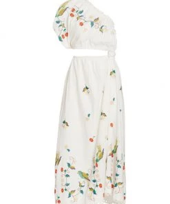 Farm Rio Pitanga One-Shoulder Cut-Out Maxi Dress