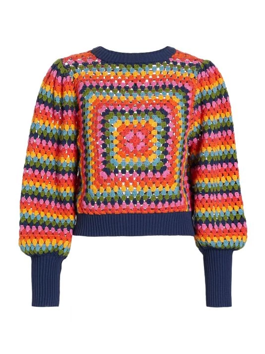 Farm Rio Sunset Stripes Crochet Sweater 3 Farm Rio Sunset Stripes Crochet Sweater