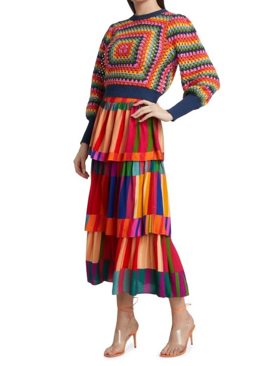 Farm Rio Sunset Stripes Crochet Sweater 4 Farm Rio Sunset Stripes Crochet Sweater - Image 2