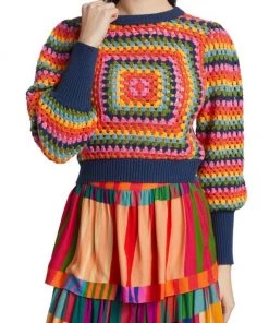 Farm Rio Sunset Stripes Crochet Sweater 11 Farm Rio Sunset Stripes Crochet Sweater -Farm Rio And Pom Pom at Home Sales unnamed file 407