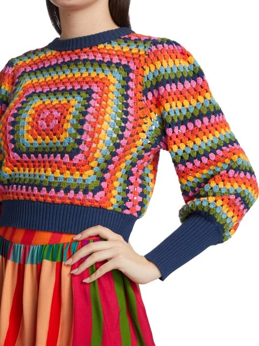 Farm Rio Sunset Stripes Crochet Sweater 8 Farm Rio Sunset Stripes Crochet Sweater - Image 6