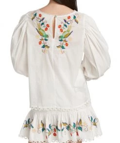 Farm Rio Pitanga Embroidered Billowy-Sleeve Blouse -Farm Rio And Pom Pom at Home Sales unnamed file 416
