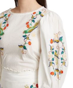Farm Rio Pitanga Embroidered Billowy-Sleeve Blouse -Farm Rio And Pom Pom at Home Sales unnamed file 417