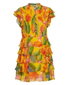 Farm Rio Beaks & Bananas Ruffle Minidress